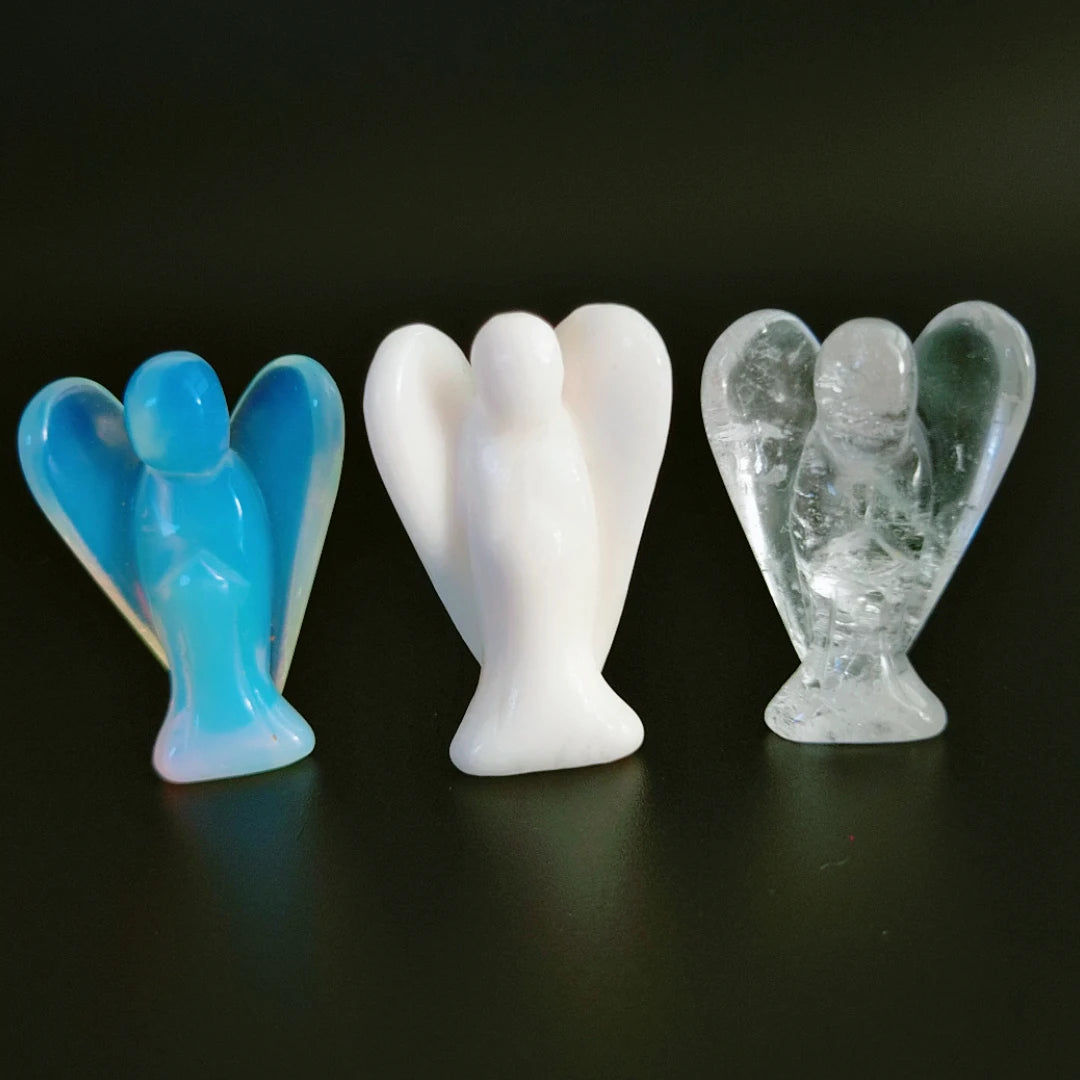 Hongzhuo New wholesale Natural Chakra Crystal carved guardian Angel little angel statues Crafts