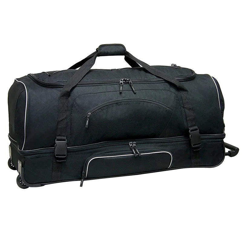 2023 Large Capacity Reinforced Roller Gear Trolley Bag with Shoulder Traveling Duffle Bag with Wheel