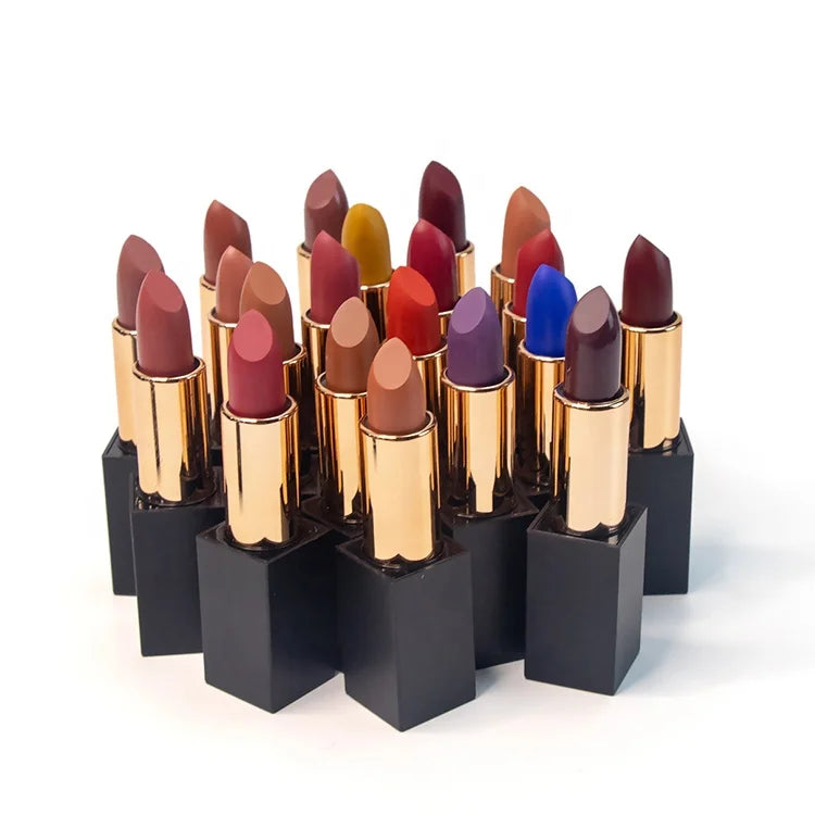 New Trending Luxury 25 Color Custom Matte Lipstick Private Label Velvet Lipstick Vegan