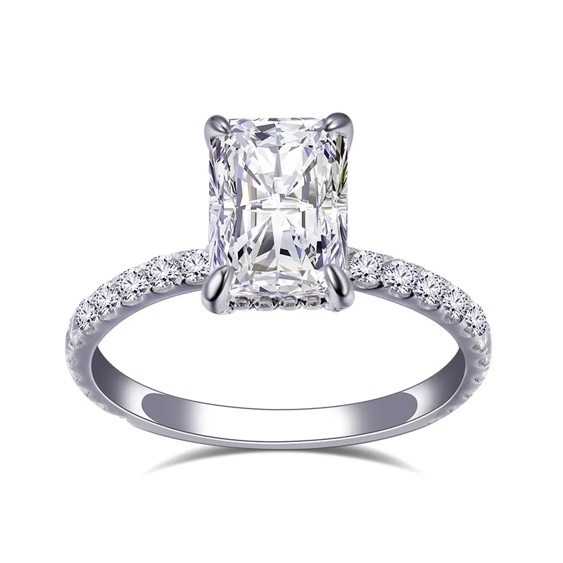 Messi Jewelry MSR-776 Claw Setting PT950 2CT Radiant Cut Lab Grown Diamond Ring
