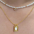 Retro Female Gold Plated Necklace Cz Zircon Pendant Pearl Chain Necklaces for Women