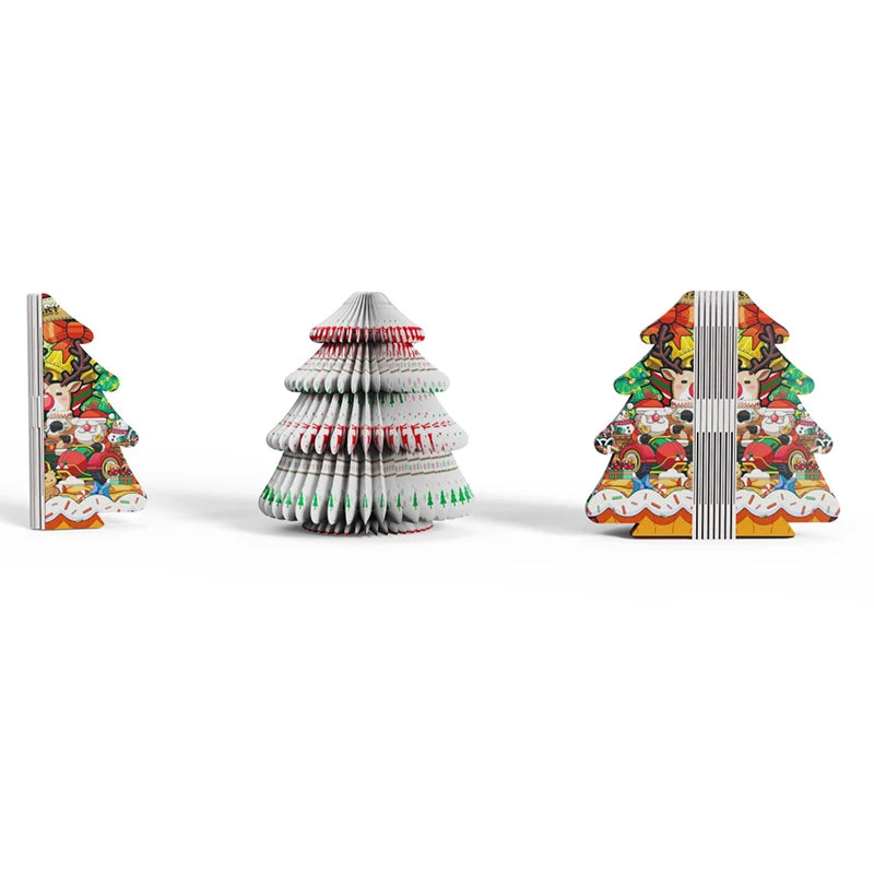 Mini Christmas Tree Holiday Presents Elegant Folding Book Lamp Night Light Crafted Wood Gift Set Home Decor Decorations Lighting
