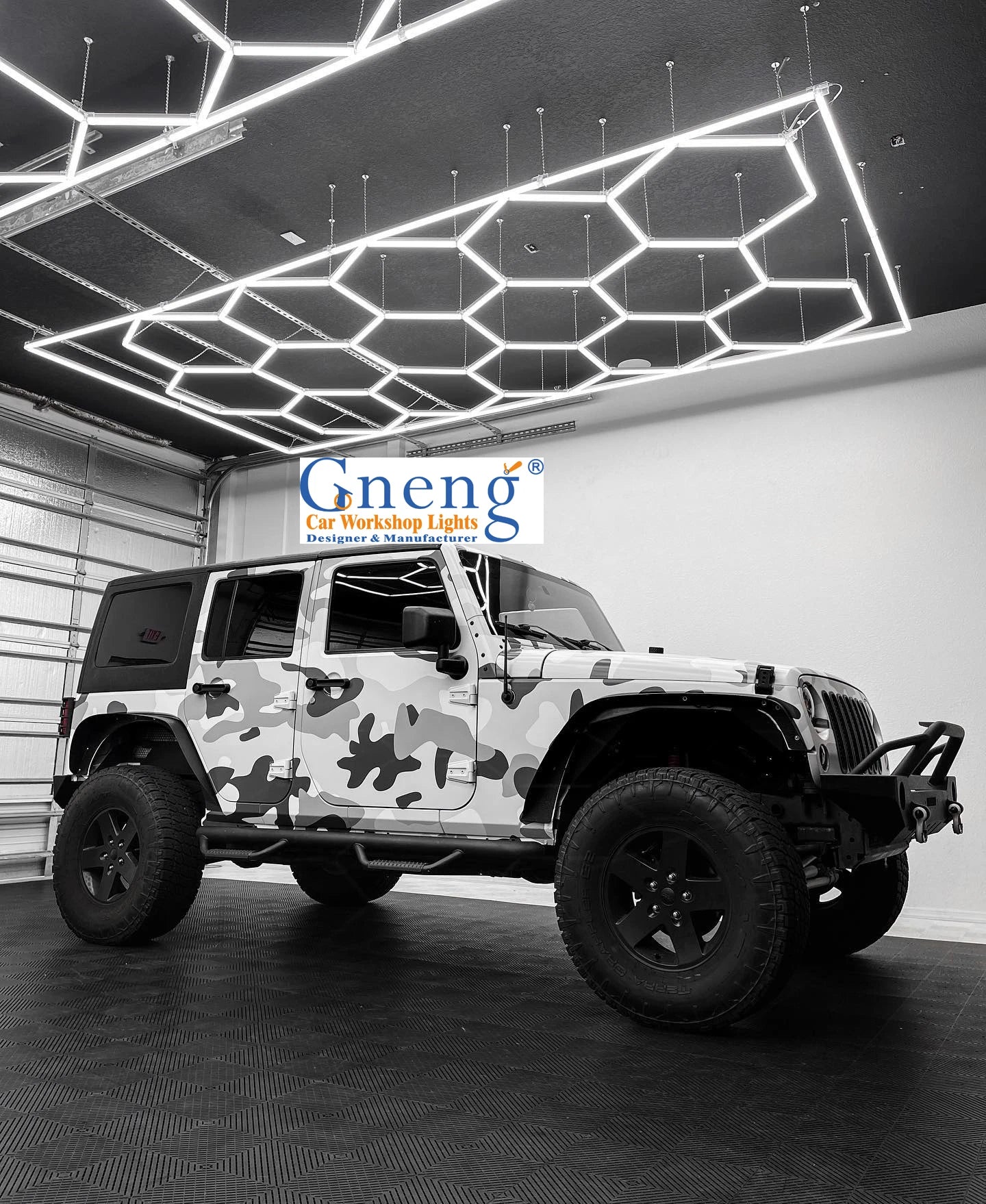 Gonengo Wholesale Honeycomb Car Parking Garage Lights White Hex Led Showroom Lights Ceiling Hexagon Led Light for Workshop