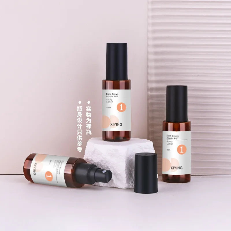 Wholesale Manufacturer's 50ml PET Brown Lotion Bottle Travel Refill Bottle for Outdoor Mosquito Repellent Refill Blush Wig