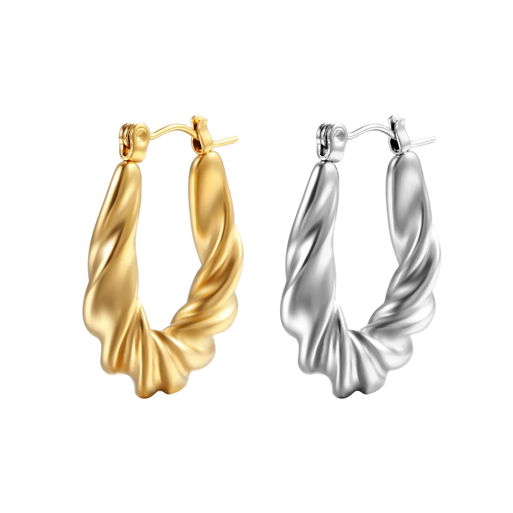Wholesale Stainless Steel Twist Hoop Huggie Earring Gold Plated Earrings Jewelry for Women China Manufacturer Factory Supplier