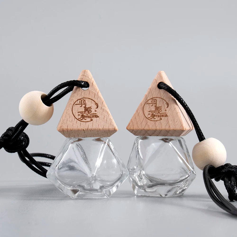 Empty Fragrance Hanging Diffuser Car Perfume Bottle Car Diffuser Bottles Wooden Top