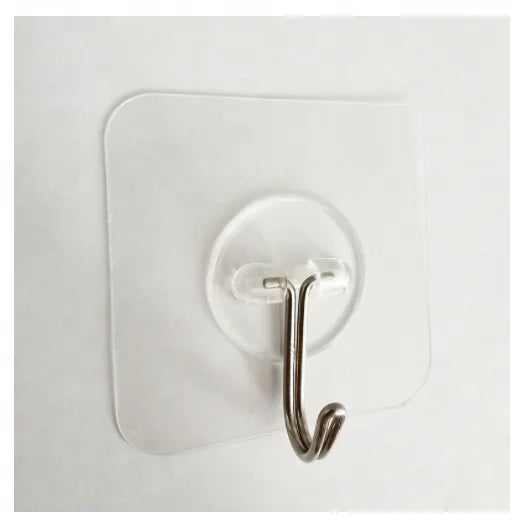 10-Piece Set Transparent Acrylic OPP Bag Single Square Hooks Strong 3kg Light Duty Wall Hooks Seamless Adhesive for Bathroom Use