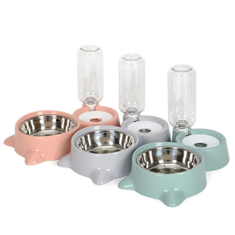 Cheap Plastic Pet Feeding Bowl With Automatic Water Dispenser Double Dog Cat Feeder OEM Factory Wholesale