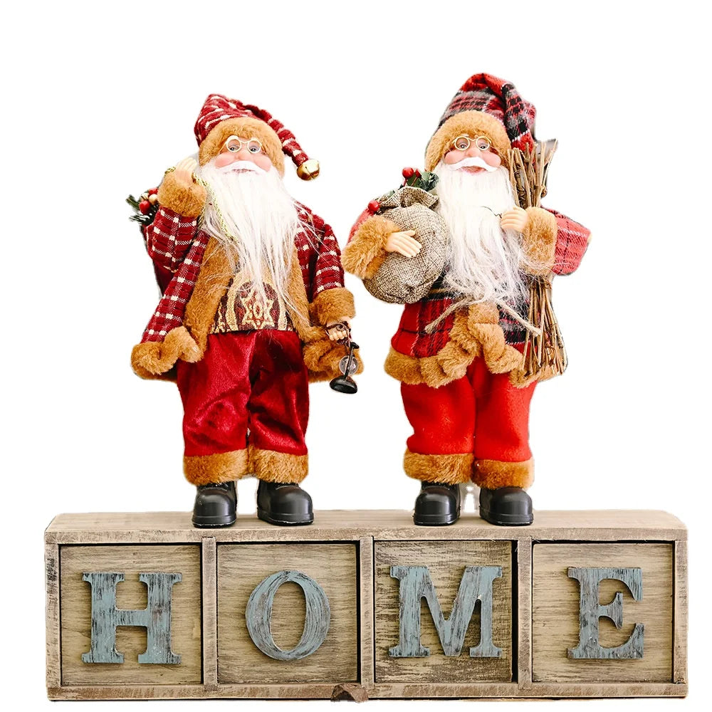 Creative Christmas Decoration Supplies Standing Santa Claus Doll Christmas Tree Plastic Doll Plush Toy