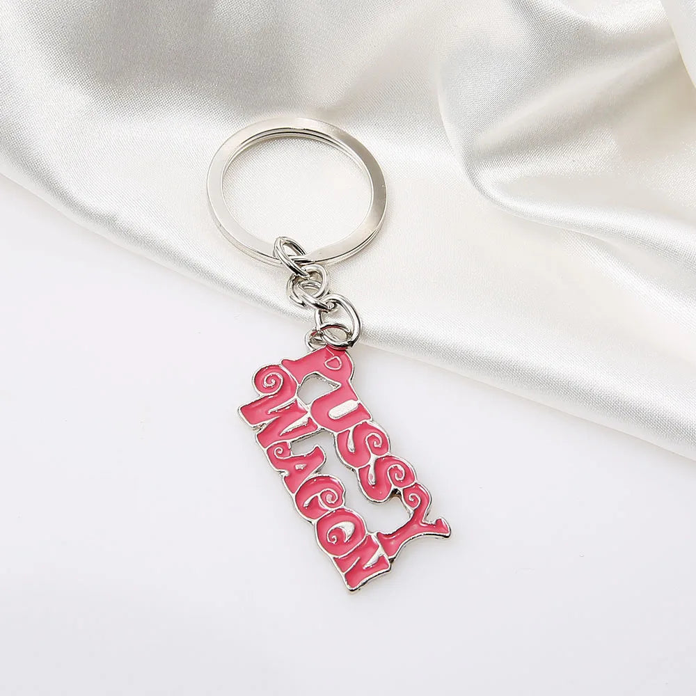 Ychon Cute Keychain for Girls Pink Words Key Ring Accessories Key Purse Handbag Charms for Women