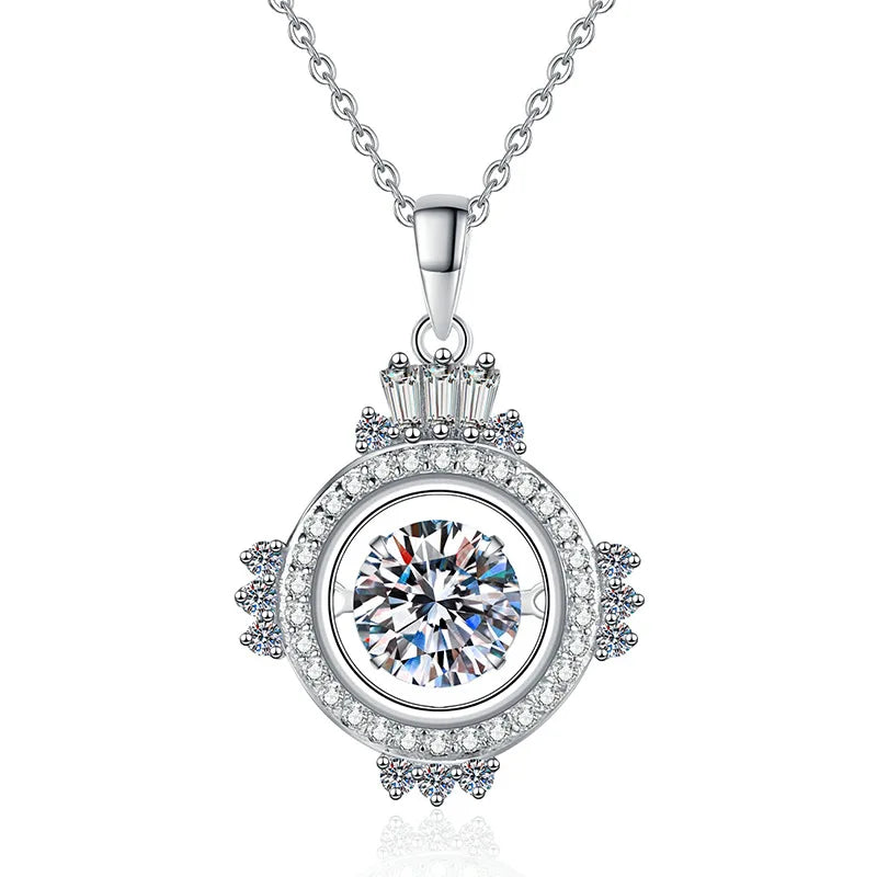 Wholesale 925 Sterling Silver Korean Version of Smart 1 Carat Moissanite Pendant Fashion Light Luxury Clavicle Chain for Women
