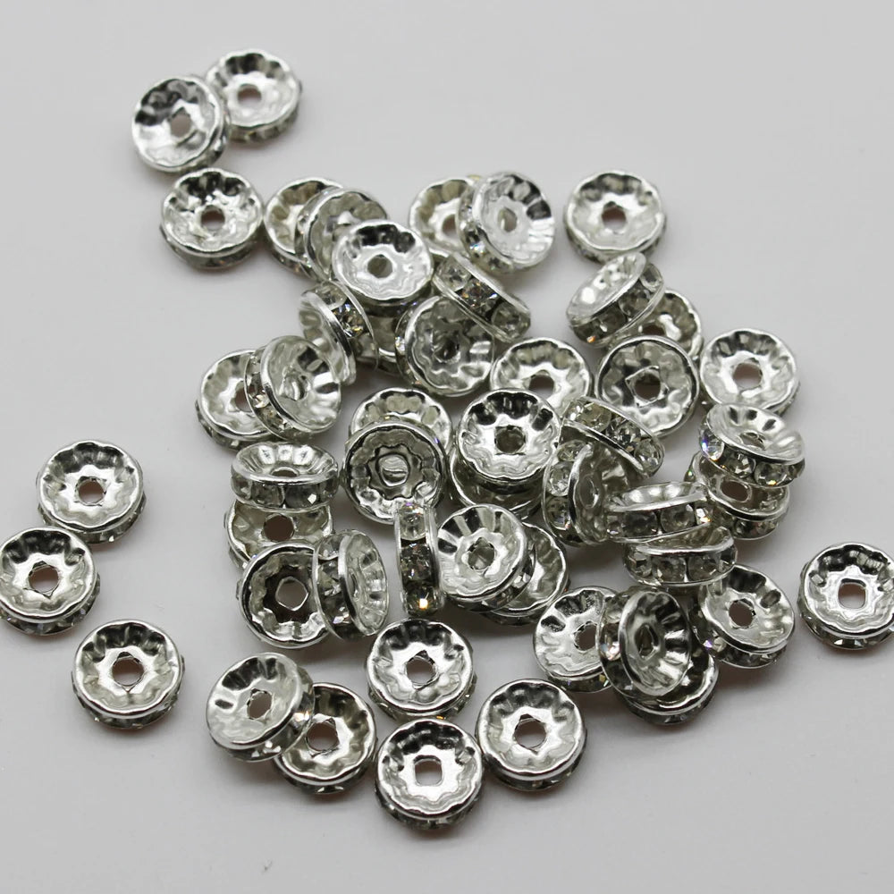 Rhinestone Rondelles Glass Diamond Bead Loose Spacer Beads for DIY Jewelry Making Accessories Supplie