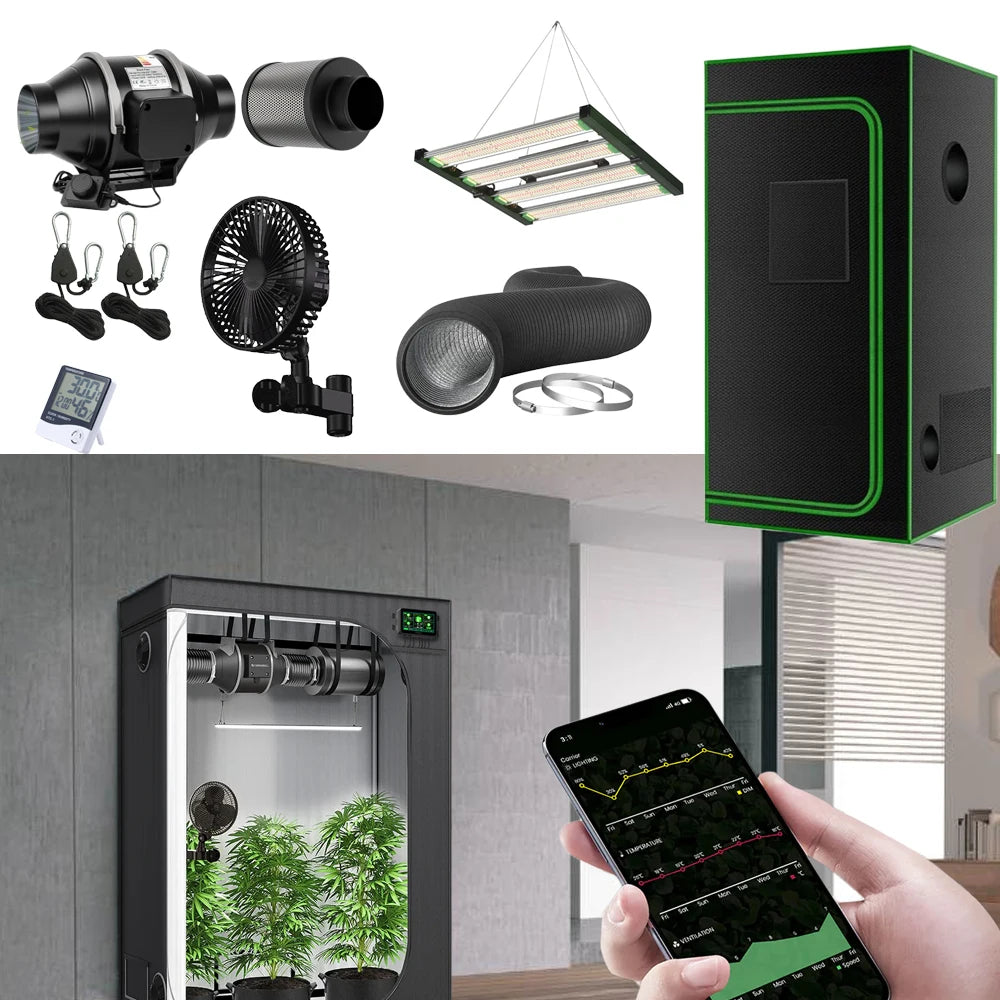 3x3ft 4x4ft 5x5ft Grow Tent Complete Kit Indoor Greenhouses Hydroponics Led Grow Tent for Plants Grow Seedlings Growing Kit