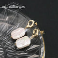 Silver 925 Rhombus Hollow Out Pin Stud Earring White Square Baroque Pearl Dorop Earrings for Woman Trendy Lady Jewelry