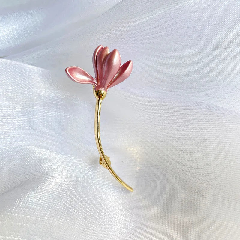 Magnolia Drop Oil Saint Irene Baking Paint Metal Wholesale Fashion Zinc Alloy Pink Lotus Flower Women Enamel Jewelry Brooch