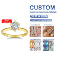 Classic 6 Prong Design Ring Luxury Jewelry Engagement New Year's Gift Woman 1 Carat 2 Carat Moissanite Hollow Oro 14k Gold Ring
