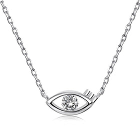 Dylam Dainty Personalized 925 Sterling Silver Hypoallergenic Hollow Eye Shape 5A Diamond Zirconia Jewelry Pendant Necklace