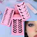 Cat Eye Faux Mink Eyelashes Fox Eye Silk Eyelashes 5 Pairs False Lashes Fluffy Wispy Volume Bulk Strip Natural Look Lashes