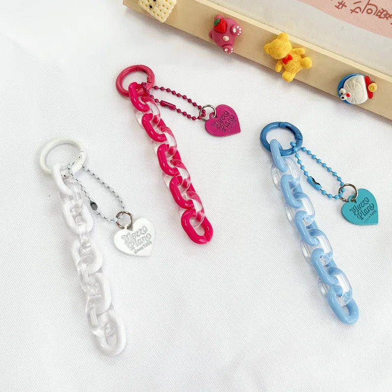 New Color Jelly Acrylic Detachable Chain Keychain Love Key Chain for Keys Bags Women
