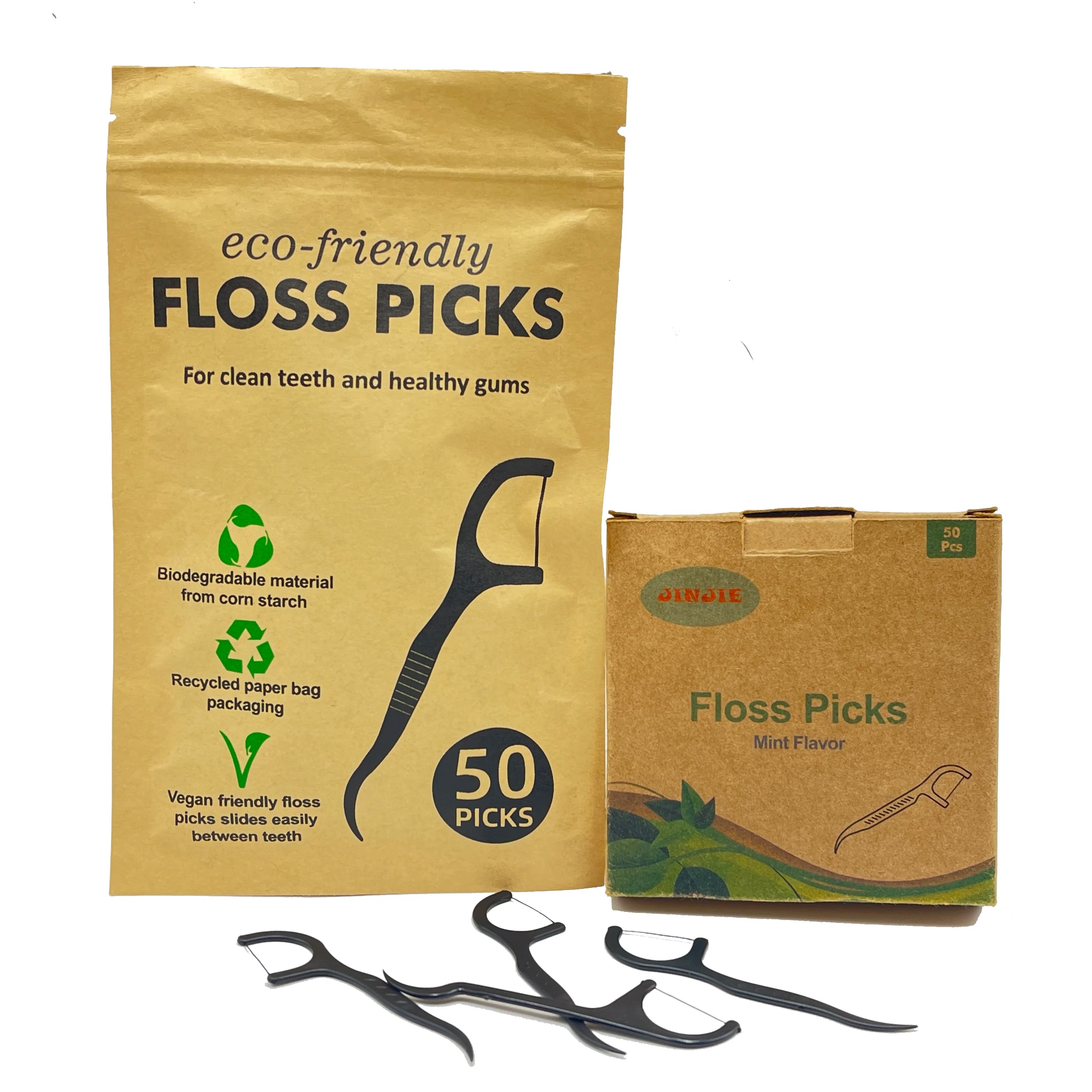 Eco-Friendly 100% Compostable PLA Dental Floss Toothpick Vegan Tooth Dental Floss Pick