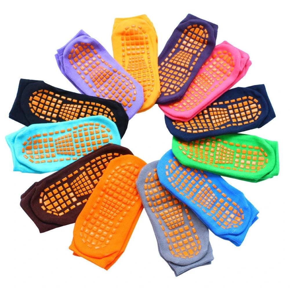5 Pairs Pack Trampoline Socks for Adult & Child Home Sport Cotton Anti-slip Floor Socks Yoga Socks Thin Section