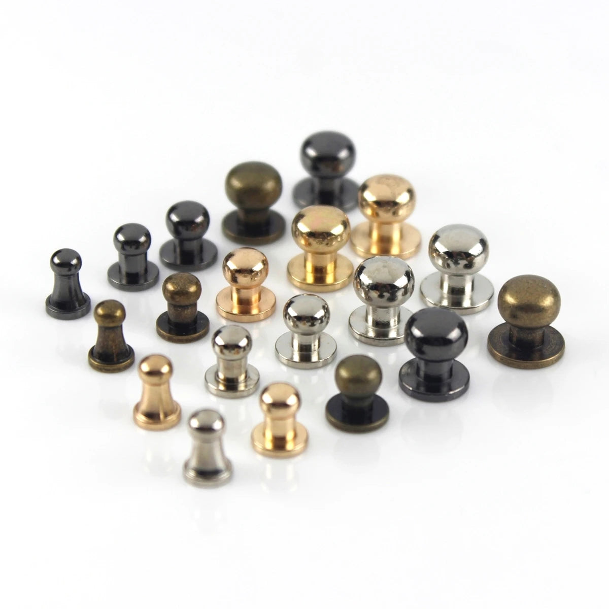 Sam Brown Browne Buttons Screwback Round Head Ball Post Studs Nail Rivets Leather Craft Hardware Accessories