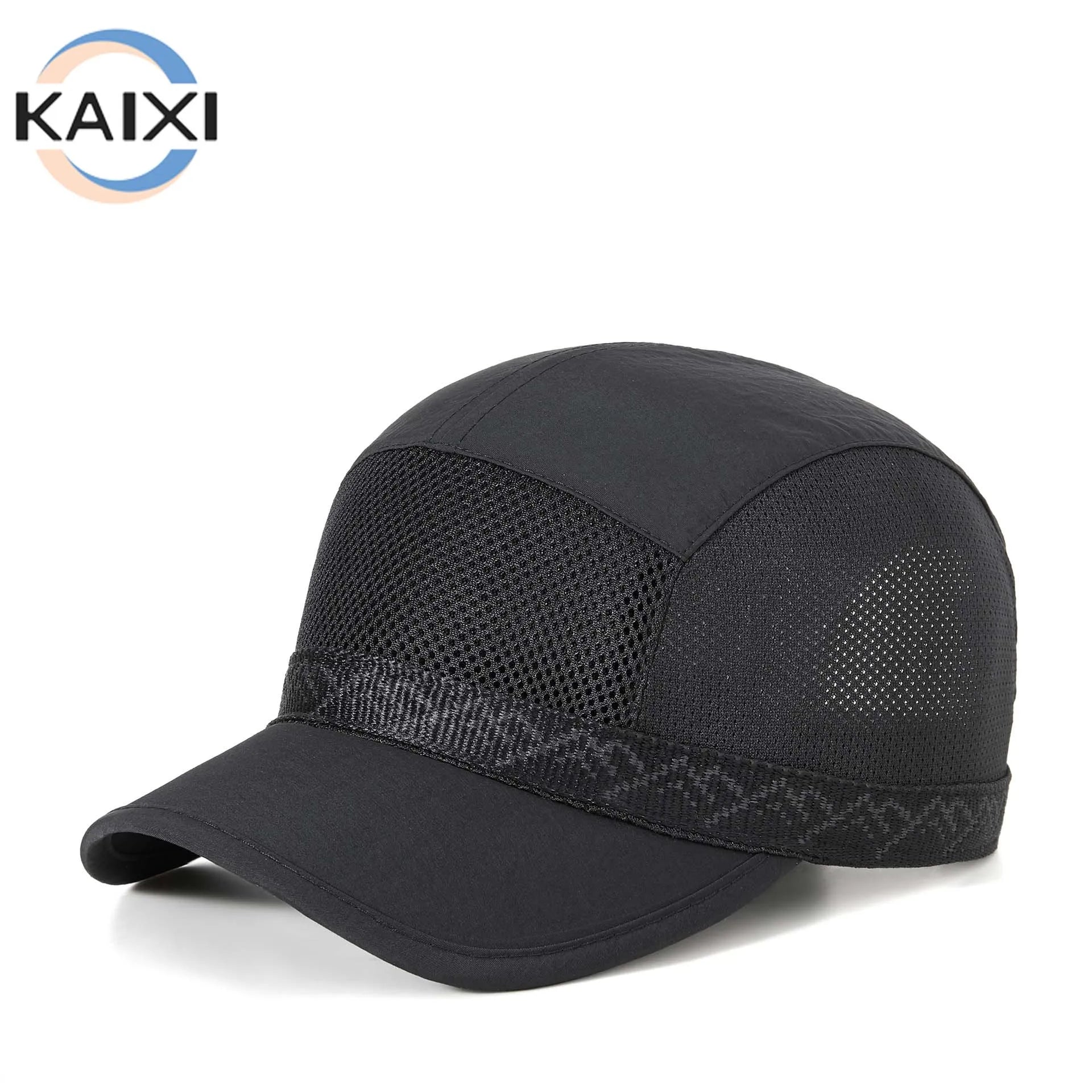 Brand Quality Factory Price Lightweight Summer Custom Breathable Mesh Side Plain 5 Panel Running Raining Cap Nylon Camper Hat