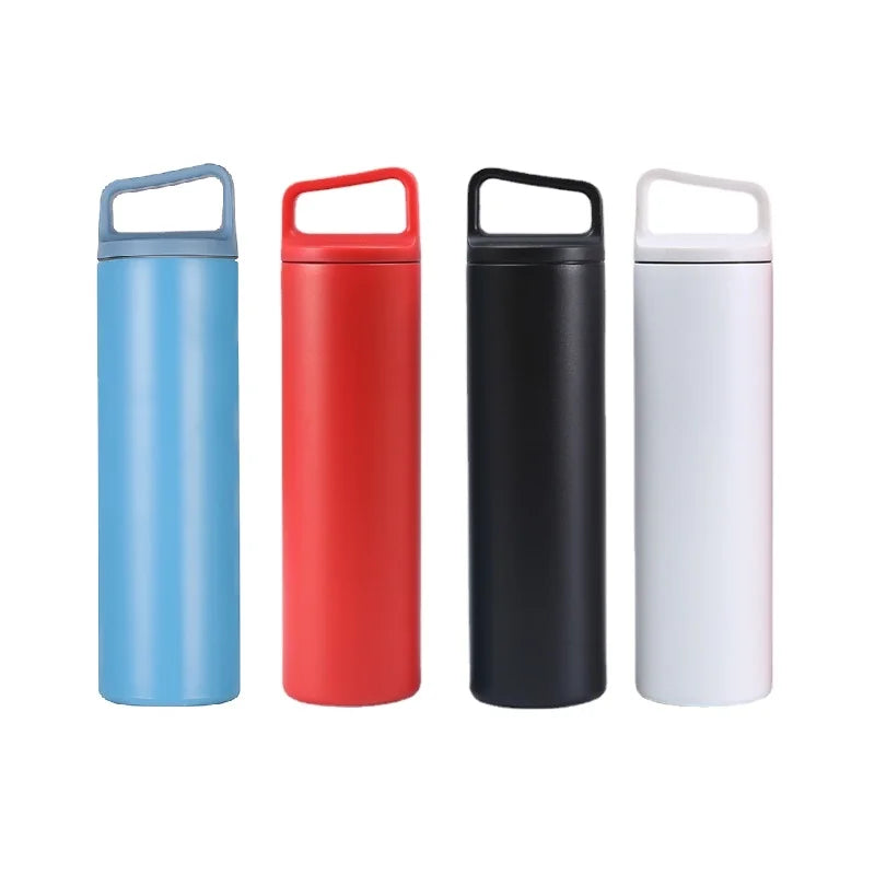 Double Wall Customized with Handle Straight Stainless Steel Vacuum Flask Water Bottle Thermo Bottle with Handle