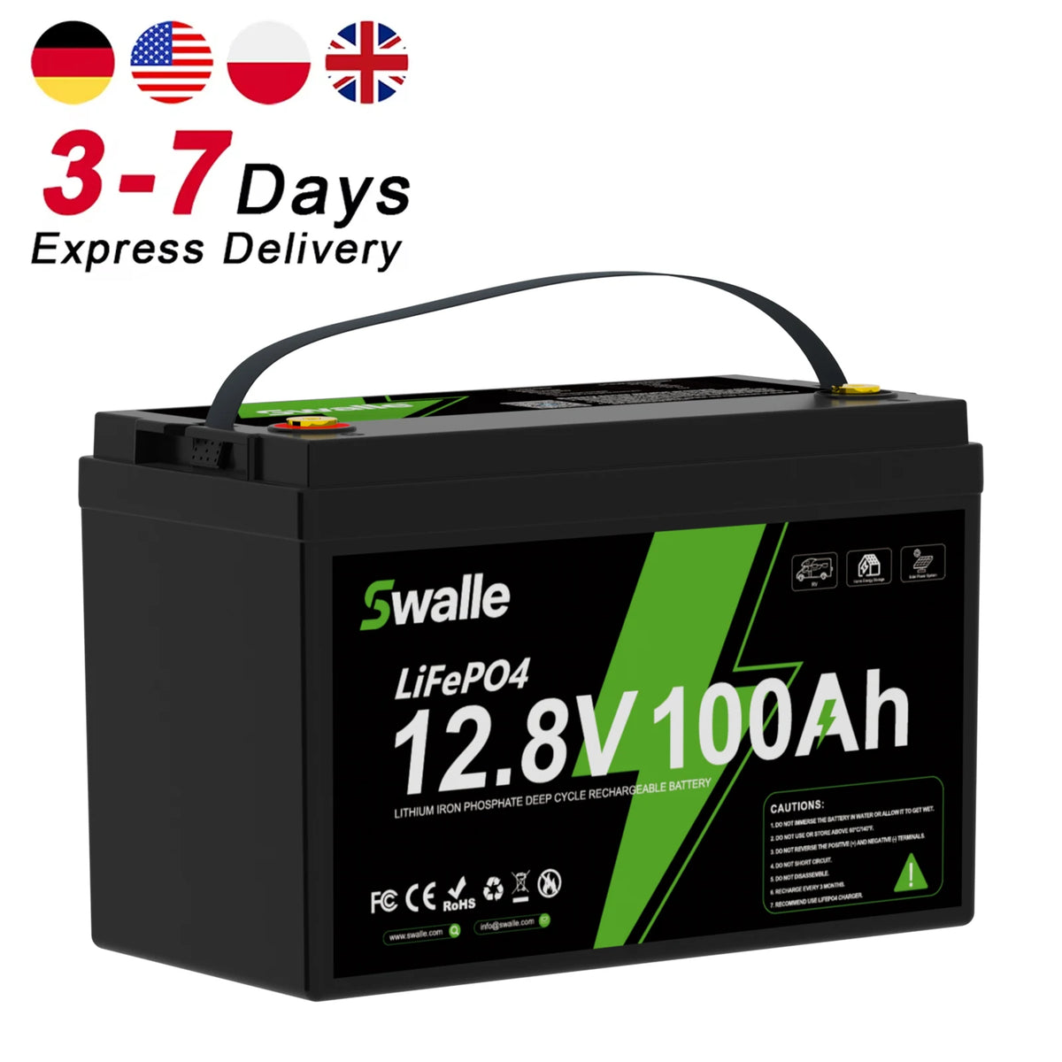 Swalle EU Stock 12.8V LiFePO4 Deep Cycle Battery Lithium Iron Phosphate Batteries 300Ah 200Ah 100Ah 12V LFP Battery Pack MegaBDM
