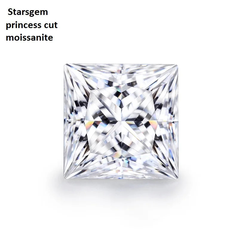 Starsgem Large Gemstone DEF VVS clear White Big Size square Princess Cut Moissanite