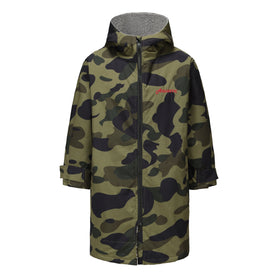Camouflage Sherpa Fleece Lined 210D Nylon Waterproof Windproof Breathable Quick Dry Embroidered Logo Surf Parka-changing Jacket