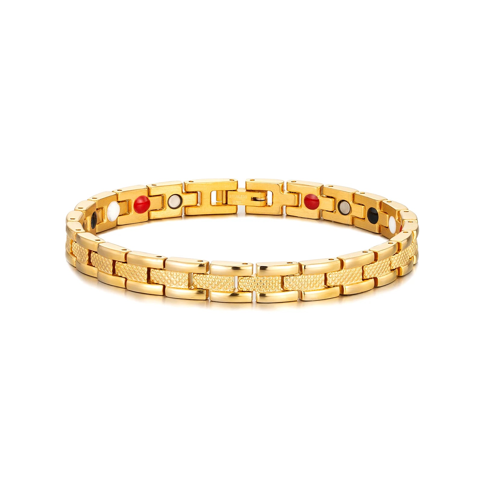 Vintage Man Woman Jewelry One Row 4 in 1 Magnetic Energy Bracelet Stainless Steel Man Woman Bracelet