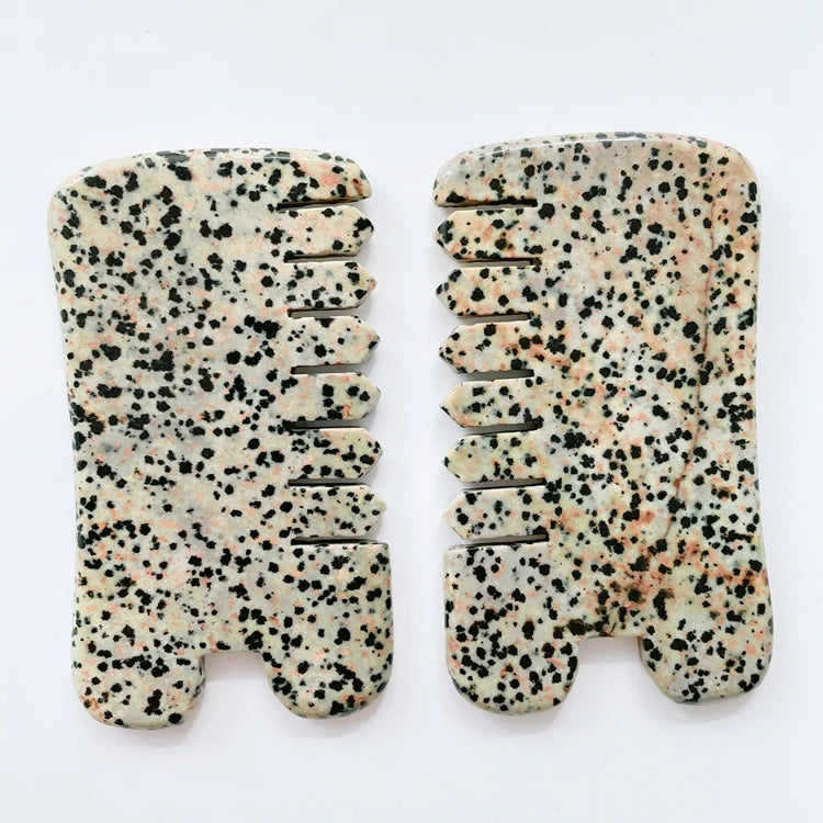 Hongzhuo Hot New Products Folk Crafts Natural Crystal Dalmatian jasper Comb Hair Accessories for Gifts