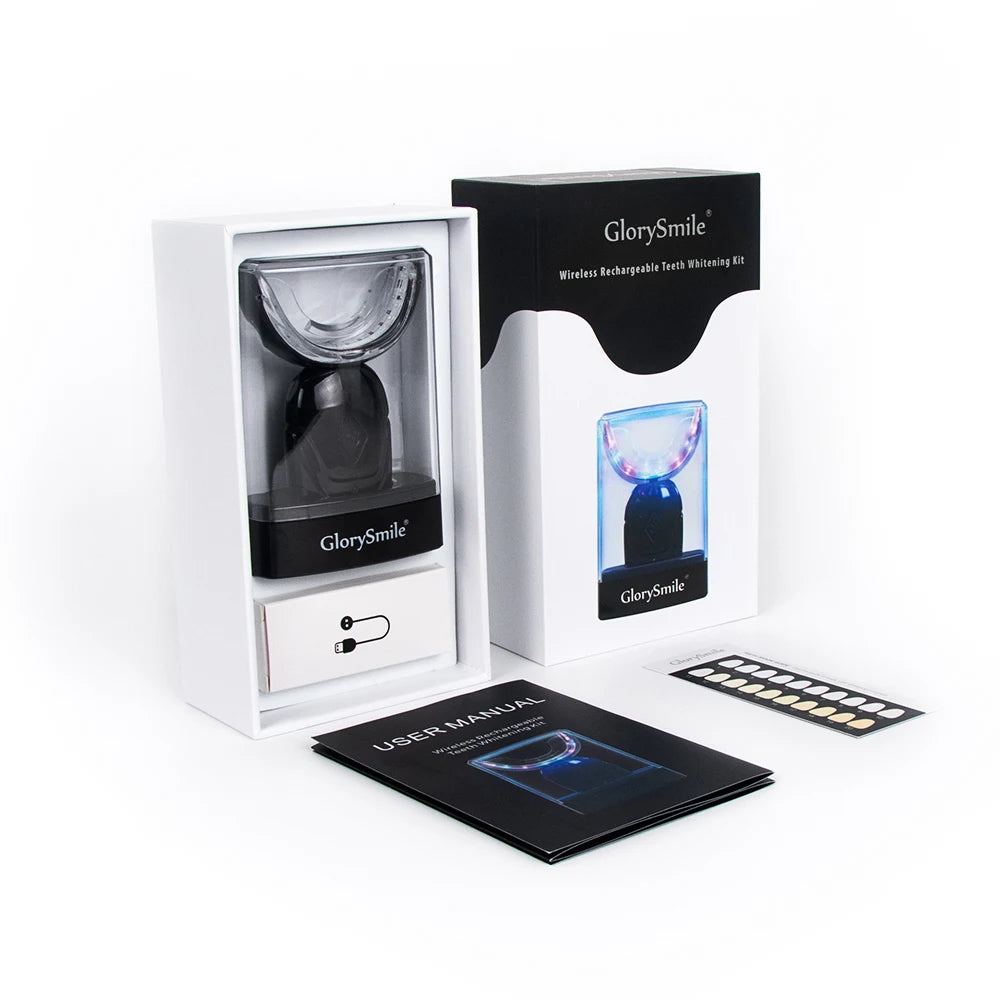 Professional GlorySmile Portable Daily Use 32 Beads LED Light Kit 6%HP Peroxide Teeth Whitening Kit Custom Logo