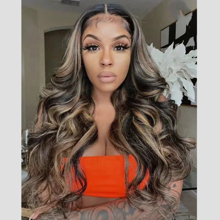 Celebrity Wigs 1b 27 Highlight Color Ocean Wave Unprocessed Virgin Cuticle Aligned Human Hair Lace Front Wigs
