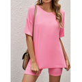 L23071 Custom Summer 2026 Streetwear Two Piece Set Women Clothing Fashion New Tops Casual Oversize T Shirt and Shorts Set