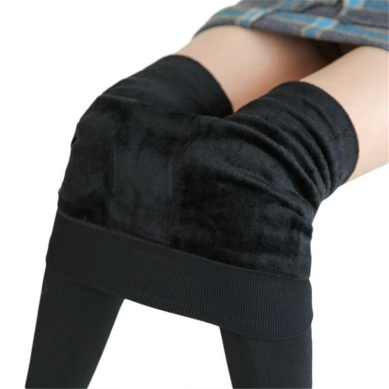 Warm Women's Plus Velvet Winter Leggings Ankle-Length Keep Warm Solid Pants High Waist Large Size Women Leggings