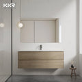 Sophisticated Modernity Integrated Sink and Solid Surface Vanity Ensemble with Mirror Finish 5-Year Warranty Hotel Use