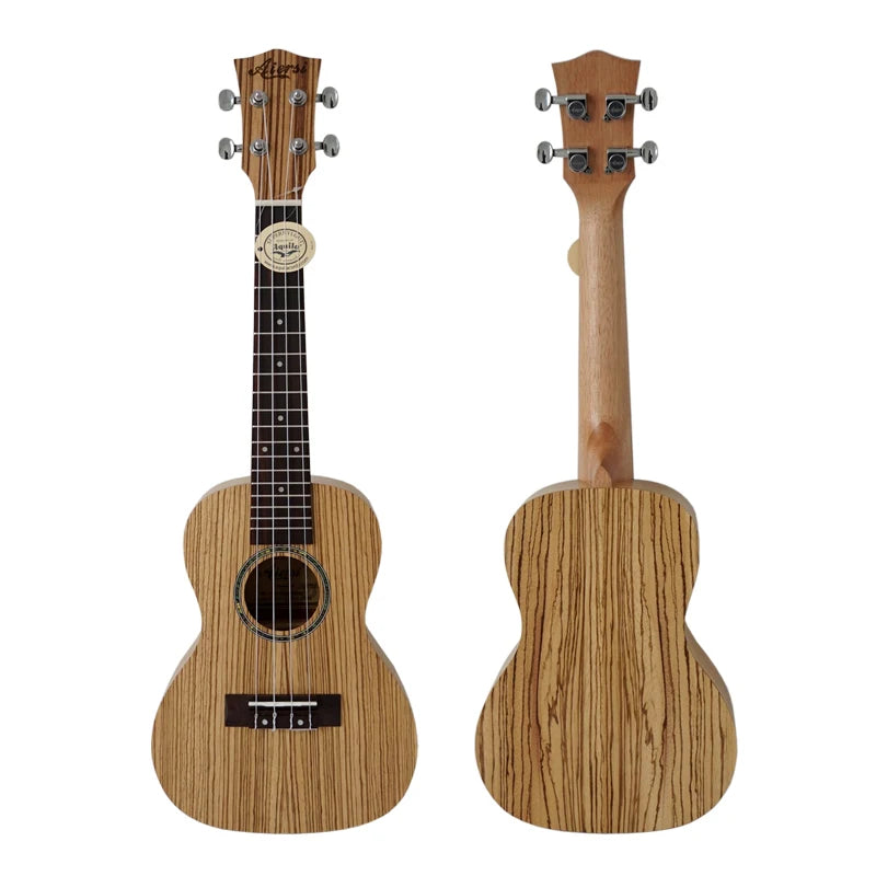 Wholesale Factory Aiersi Brand Zebrawood Concert Ukulele 24 Inch Hawaii Guitar Professional Uku Custom logo Music Instrument