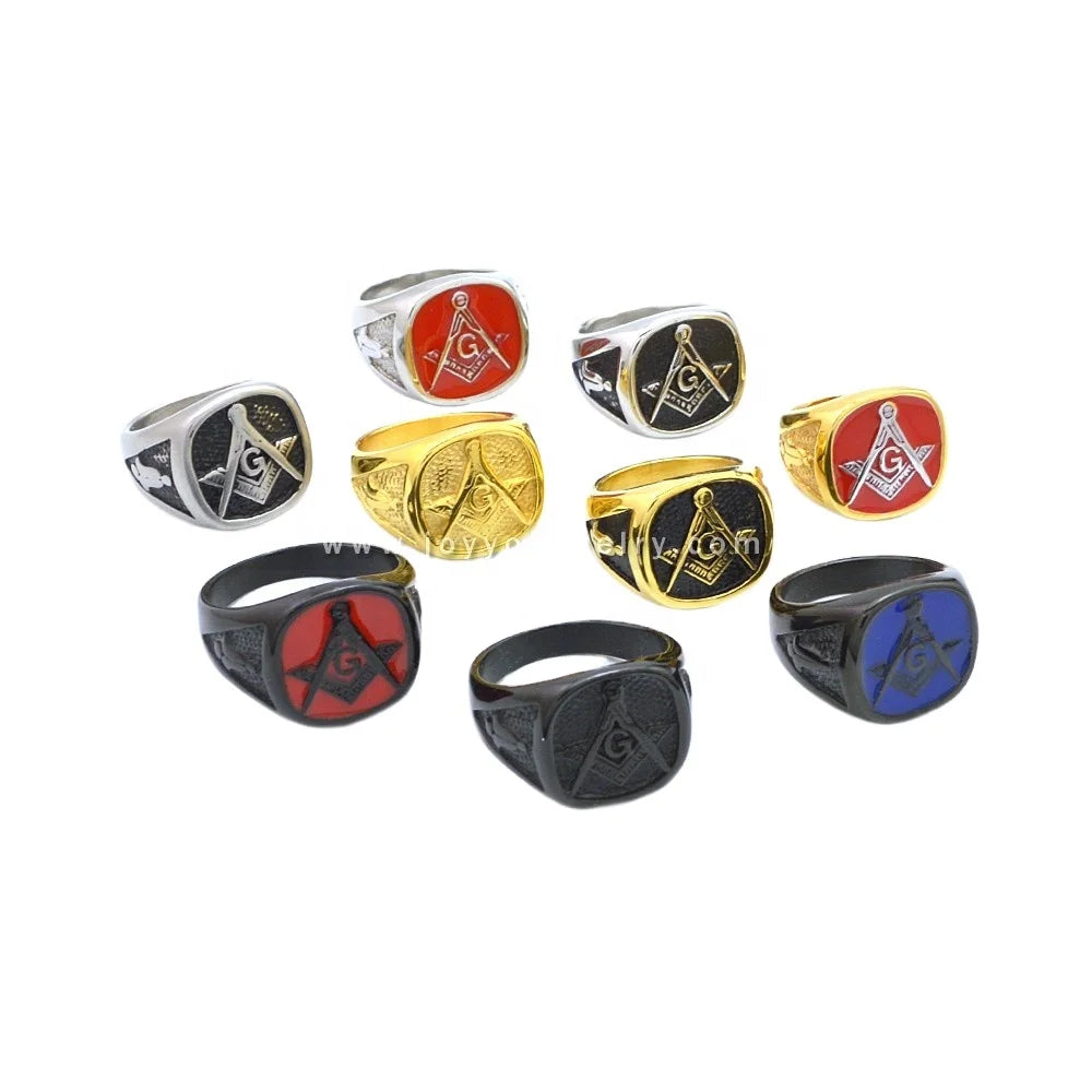 Latest Design Fashionable Factory Wholesale Price Gold Ring Masonic Jewelry Freemason Masonic Rings for Men