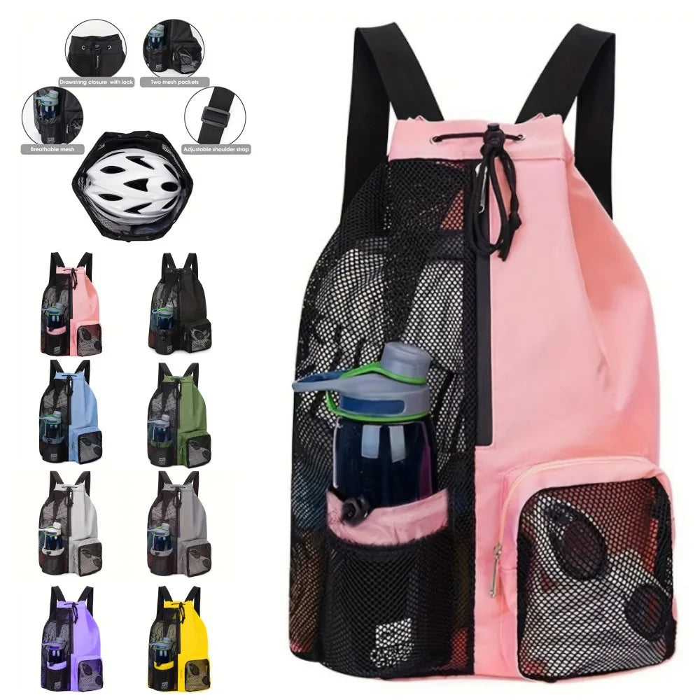 Foldable Swimming Gym Storage Bag Travel Sports Drawstring Backpack with Wet Pocket