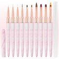 New Pink Metal Marble Best Popular Japanese Round Head Phototherapy UV 3d Pen Oval Liner Soft Bristle Nail Art Brushes