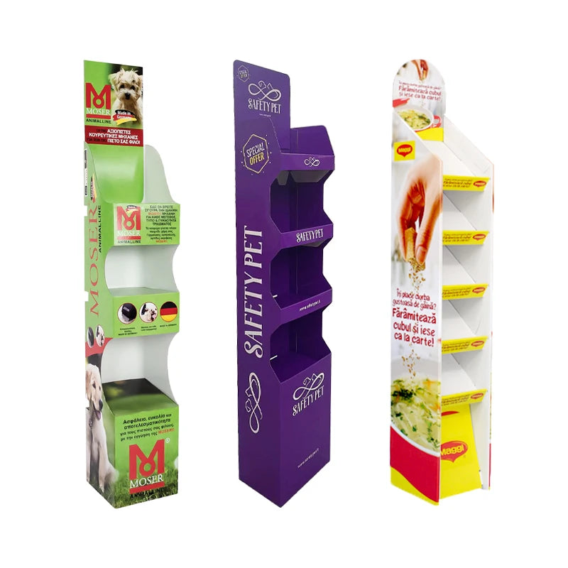 Corrugated Cardboard Custom POP Floor Retail Pet Supplies Display Stands Cardboard Display Rack