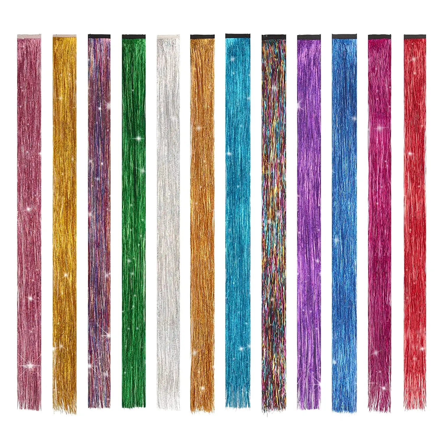 Sparkle Shiny Hair Tinsel Rainbow Hair Extensions Dazzles Women Hippie for Braiding Headdress Long 100cm 120 Strands/bag
