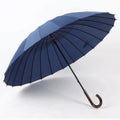 Wooden Umbrella Handle 24 Ribs Umbrella Blue 24k Custom Rain Umbrella