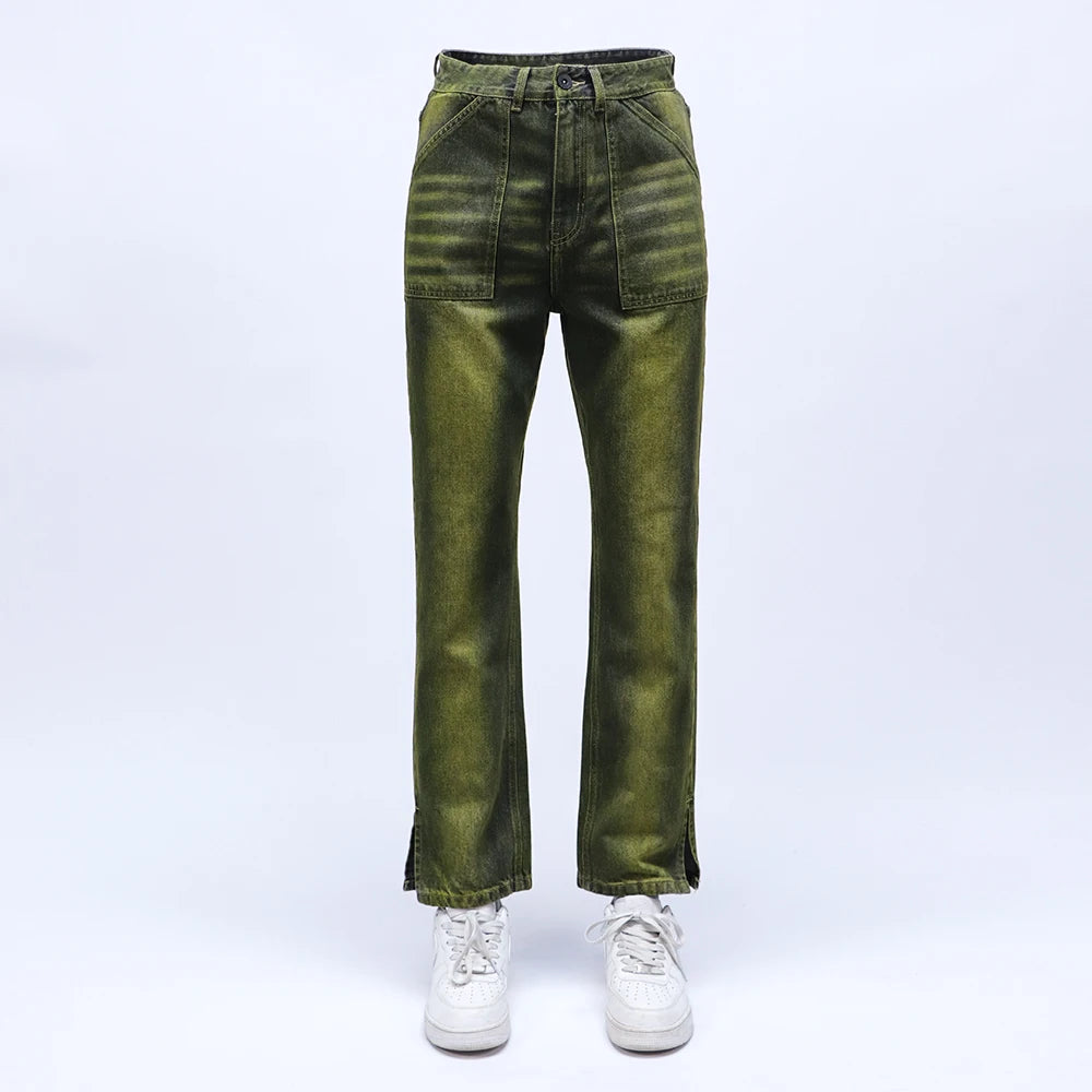 Support OEM Retro Washed Vintage Straight Leg Pants Denim Jeans High Street Wearing Jeans Pants for Men
