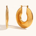 Ding Ran Hollow Out Engraved Big Hoop Earring 18K PVD Gold Plated Stainless Steel Jewelry