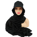 New Fashion Single-color Set of Head Scarf Pure Color Chiffon Plus Fisherman Hat One 2-piece Scarf Hat Wholesale