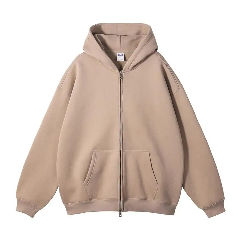 Yali Solid Winter Polyester/Cotton Full Zip up Hoodie 500 GSM Custom 3D Puff Full Face