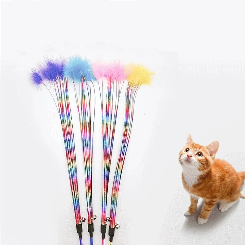 Wholesale Interactive Funny Colorful Feather Cat Teaser